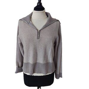 Rachel Zoe Zipped  Anorak Sweater Sz L 50% Rayon/Viscose 50% Poly/Nylon